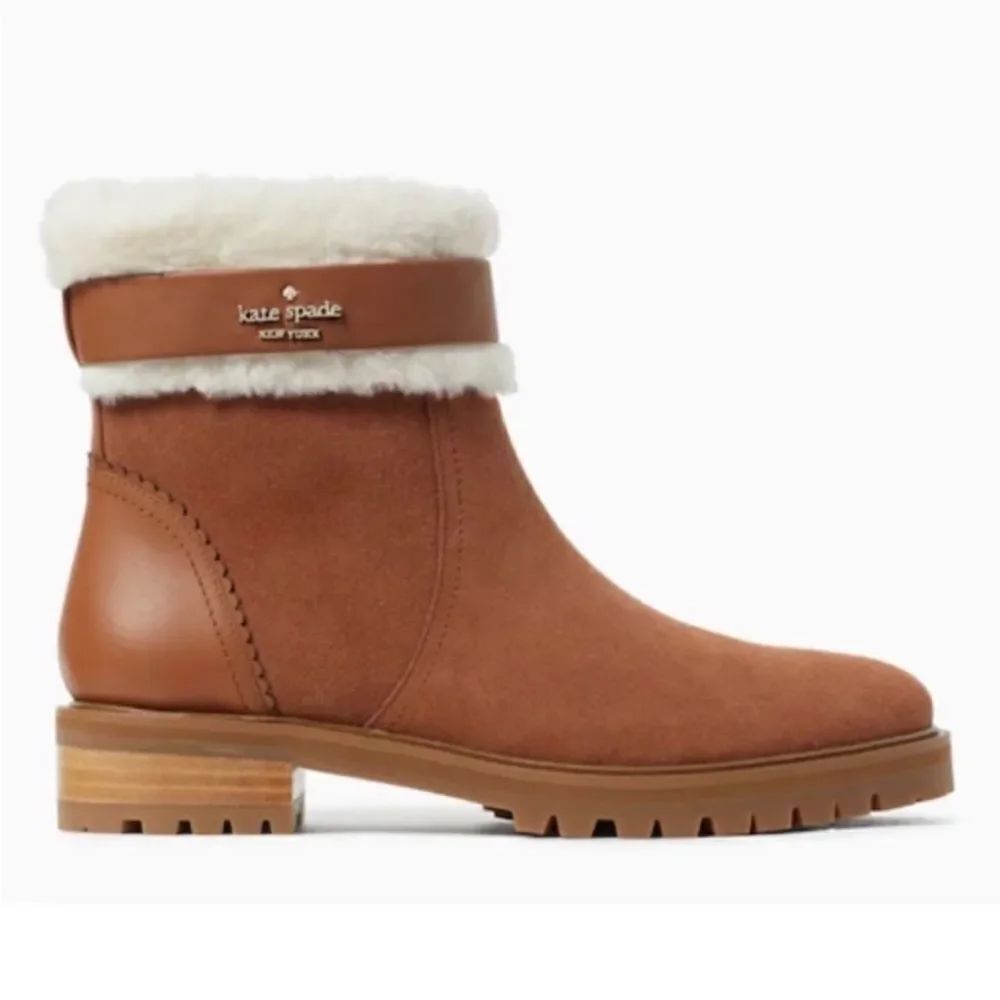 NWOT Kate Spade suede fur trimmed boots booties Bailee Winter